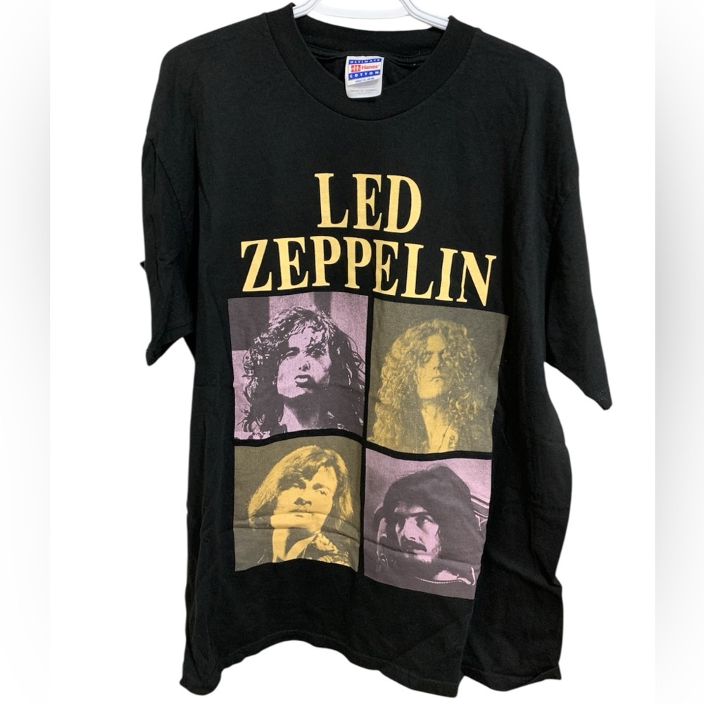 Vintage 1990’s Led Zeppelin Portrait Headshot Double Sided T-Shirt Size XL